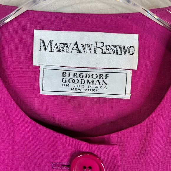 Mary‎ Ann Restivo Bergdorf Goodman Coat Jacket Pink Button Front Collarless VTG - Picture 6 of 11